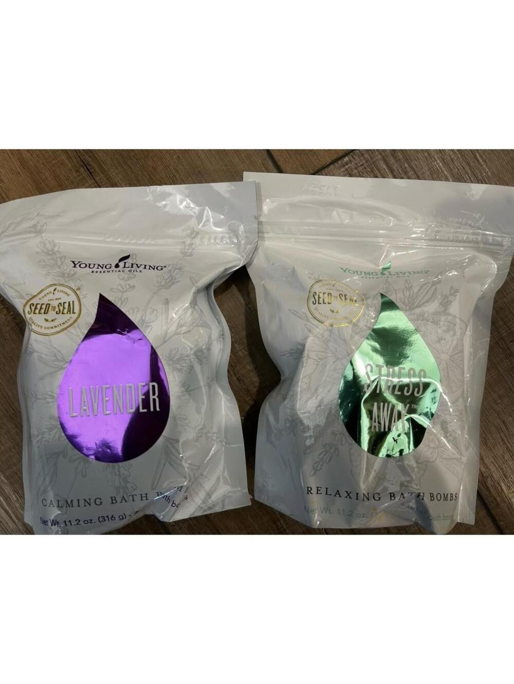 YOUNG LIVING ESSENTIAL OILS BATH BOMBS LAVENDER STRESS AWAY SEALED 8 balls